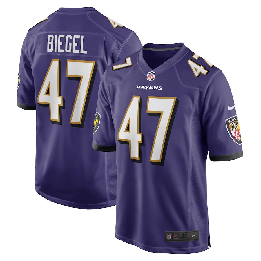 Men Baltimore Ravens #47 Vince Biegel Nike Purple Player Game NFL Jersey